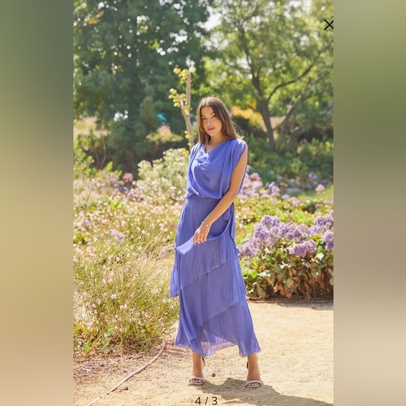 Komarov Charmeuse and Chiffon Blouson Gown, Large